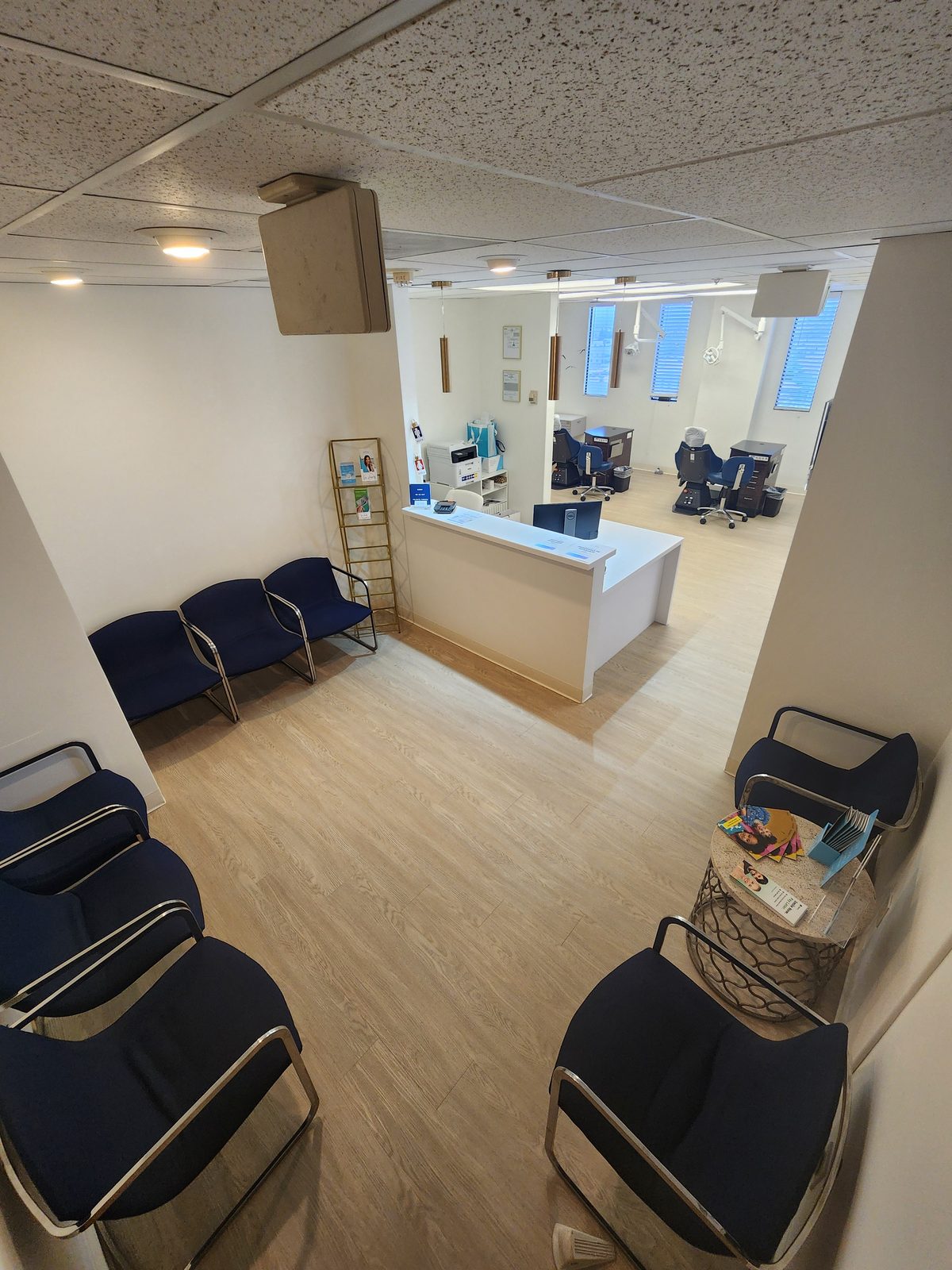 The waiting area and front desk at the Downtown Los Angeles office