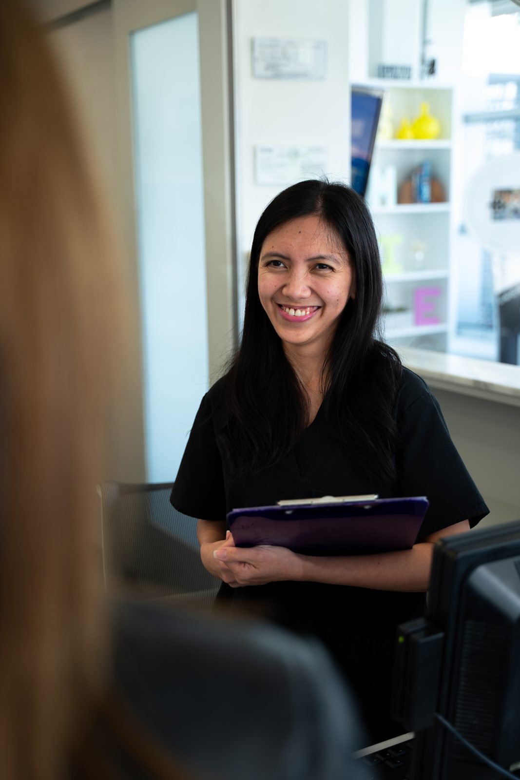 Arlene at the front desk